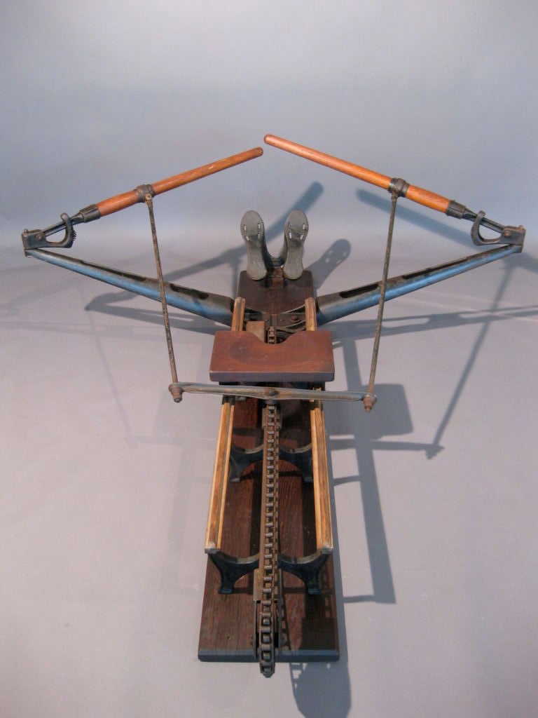 American 19th C. Cast Iron Rowing Machine by Spalding