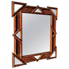 Tramp Art Wall Mirror with Inset Mirrors, circa 1900s