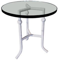 Modernist Cast Iron and Glass Tripod Side Table