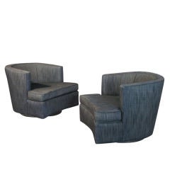 Pair of Harvey Probber Barrel Back Swiveling Lounge Chairs