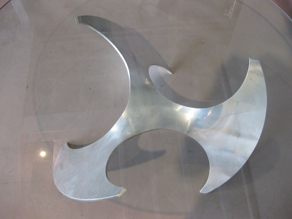 Sculptural Aluminum & Glass Coffee Table by Knut Hesterberg