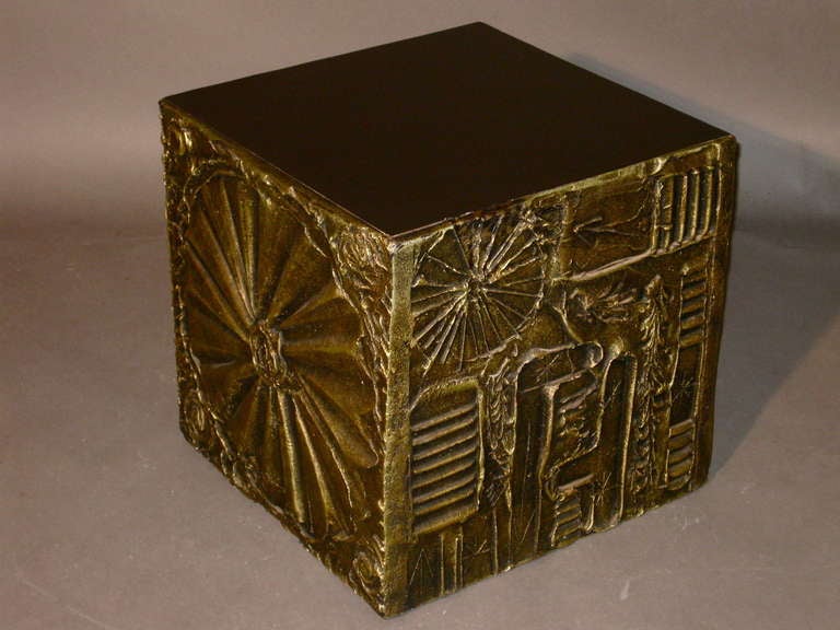 Mid-20th Century Adrian Pearsall Bronze Resin Brutalist Cube Side Table