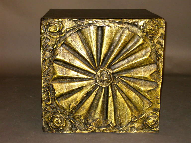 Adrian Pearsall Bronze Resin Brutalist Cube Side Table In Good Condition In Easton, PA