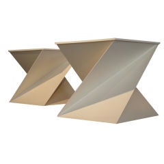 Pair "Cubist" Metal Low Tables