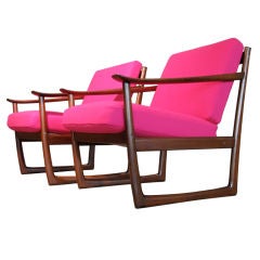 Pair Peter Hvidt Danish Teak Lounge Chairs for France & Sons