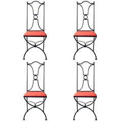 Set of Four 1940s Italian Wrought Iron Dining chairs
