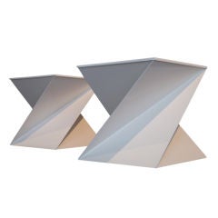 Full House Editions Pair "Cubist" Metal Low Tables