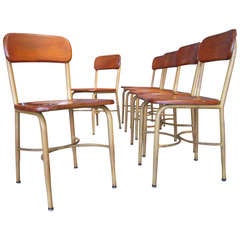 Set of Six Industrial School Chairs by Heywood Wakefield c.1950s