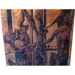 Large Copper Panel After Picasso's Les Trois Danseuses c.1950's