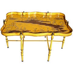 Hand Painted Chinoiserie Low Tray Table Made in Italy c.1950's