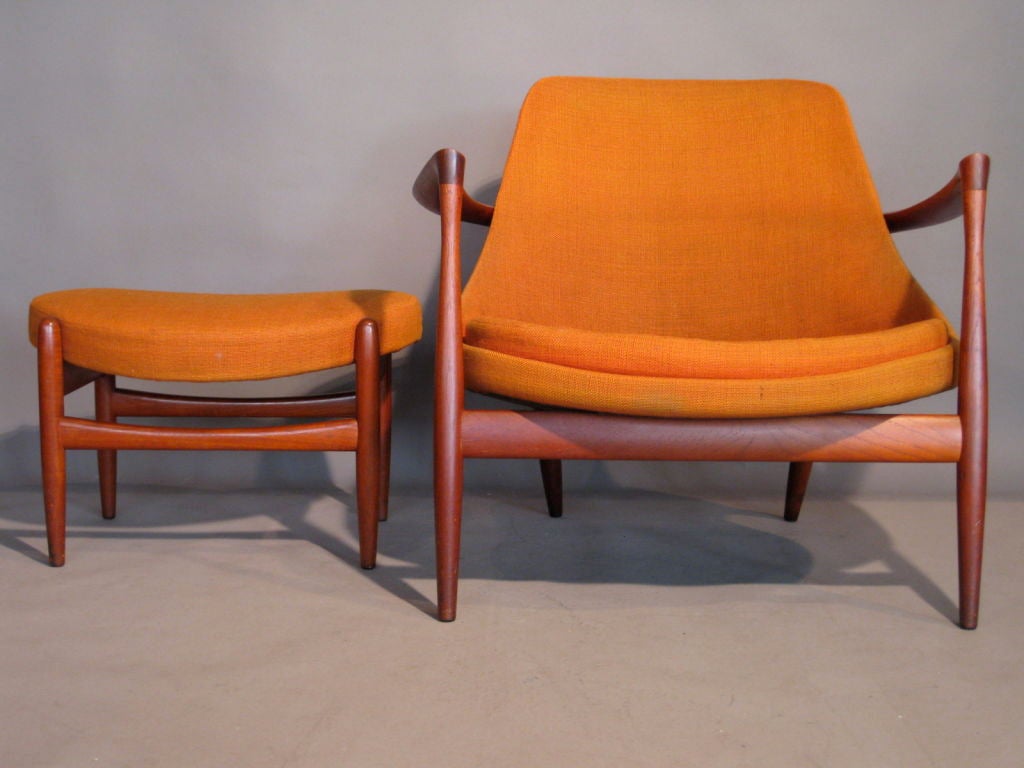 Danish Elizabeth Chair & Ottoman by Ib Kofod-Larsen