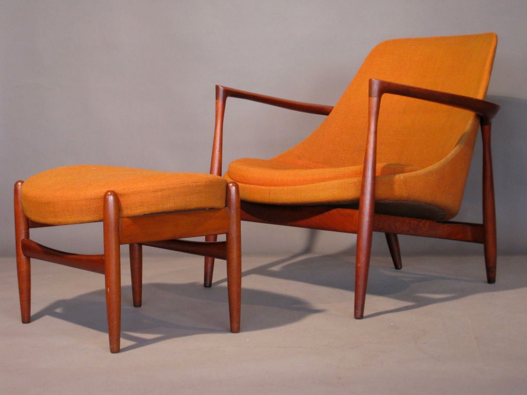 Mid-20th Century Elizabeth Chair & Ottoman by Ib Kofod-Larsen