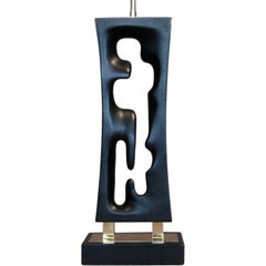 Large Sculptural Ebonized Wood Lamp by F.F. Kern (Attribution)