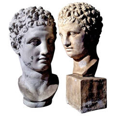 Vintage Pair of Busts of Roman Figures