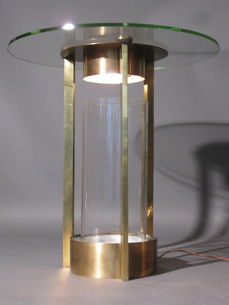 American Dorothy Thorpe Illuminated Brass & Glass Side Table