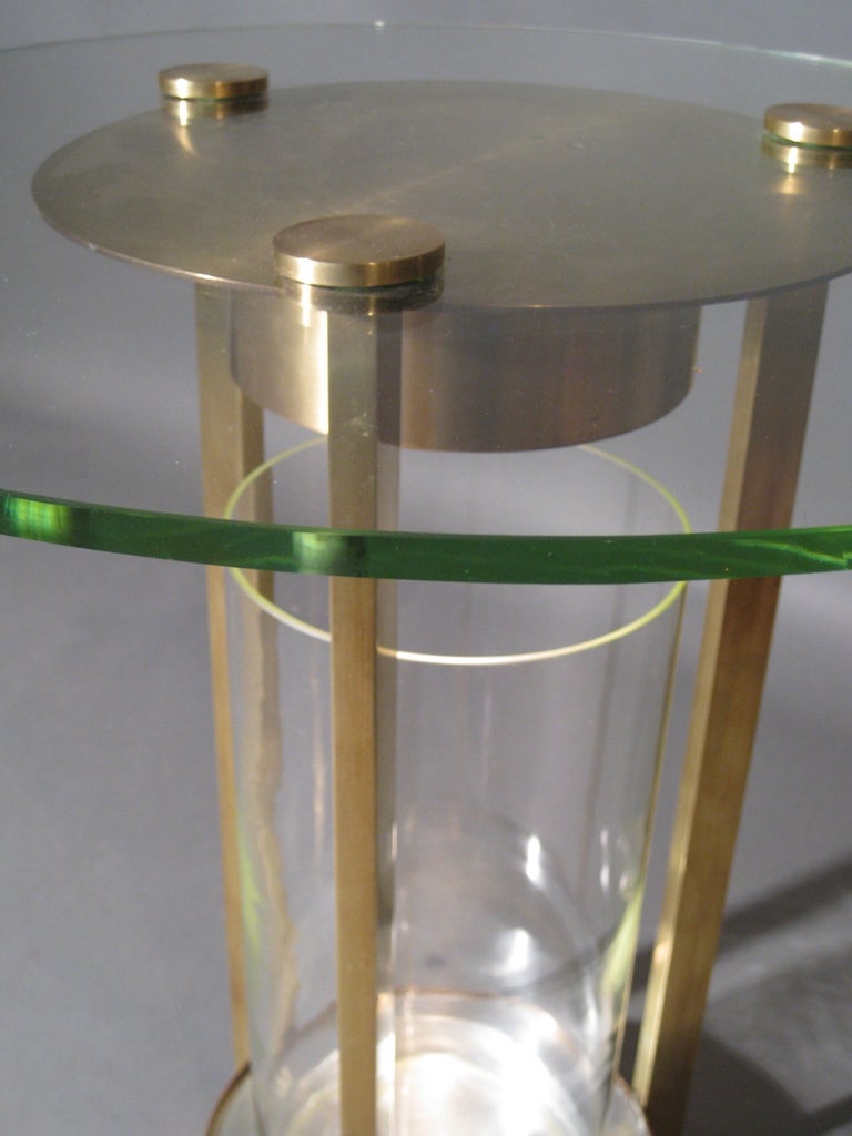 Dorothy Thorpe Illuminated Brass & Glass Side Table 1