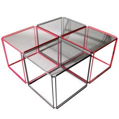 Francois Arnal Set of Four Steel & Glass Low Tables