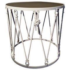 1940s Wrought Iron Rope Drum Side Table