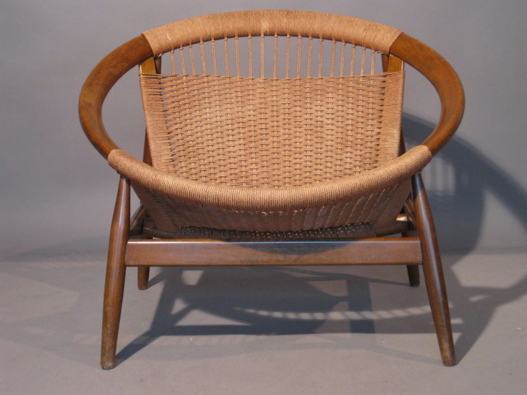 Danish Hardwood & Rope Circular Lounge Chair 1