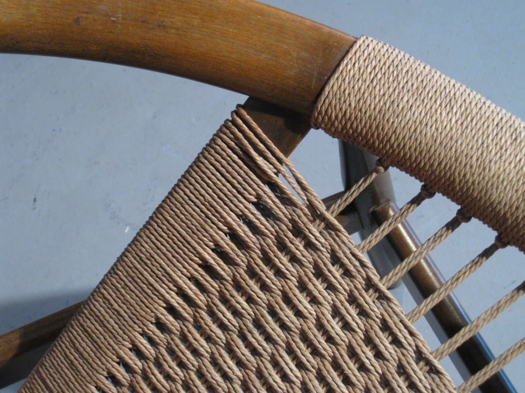 Danish Hardwood & Rope Circular Lounge Chair 2