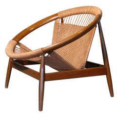 Danish Hardwood & Rope Circular Lounge Chair