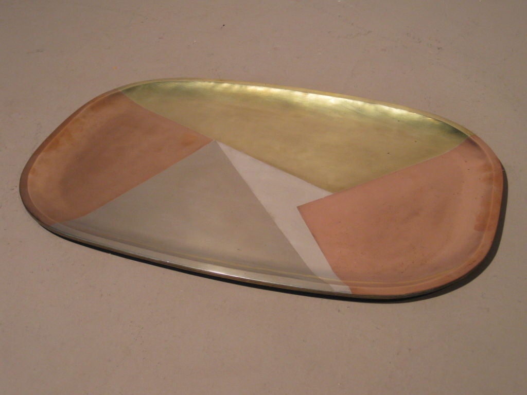 Mid-20th Century Modernist Mixed Metals Serving Tray from Mexico c.1950's