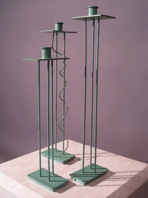 Steven Holl Patinated Bronze Candlesticks for Swid Powell