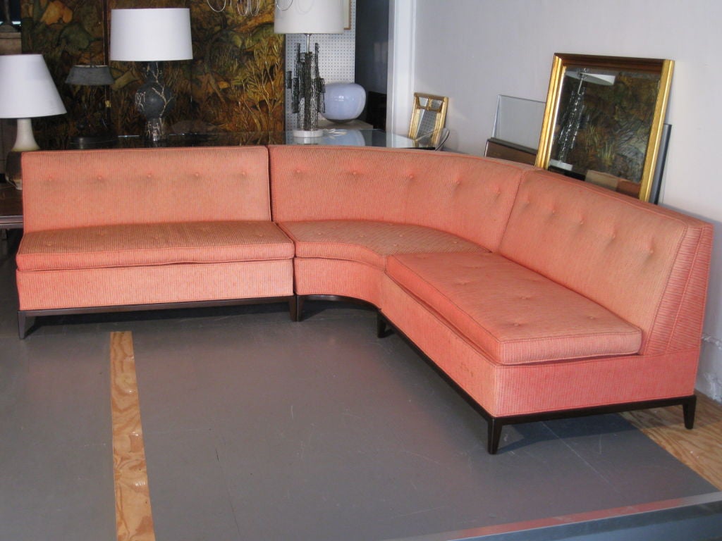 Mid-20th Century T.H. Robsjohn-Gibbings Three Piece Curved Sectional Sofa