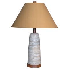 Gordon & Jane Martz Double Stack Ceramic & Teak Lamp