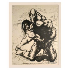 "Struggle" Lithograph 4/5 Signed Reginald Fatherly Nov '77