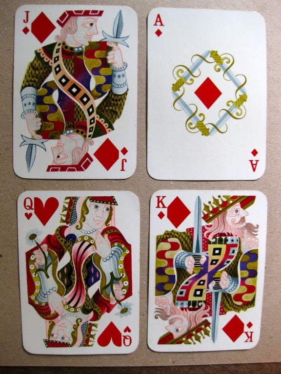 Mid-20th Century Hermes Bridge Playing Cards, 2 Decks,  Designed by Cassandre