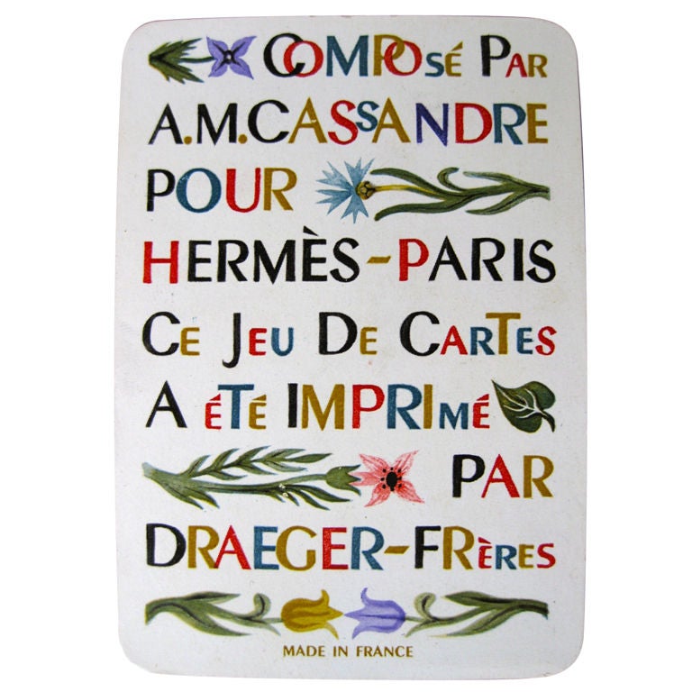 Hermes Bridge Playing Cards, 2 Decks,  Designed by Cassandre