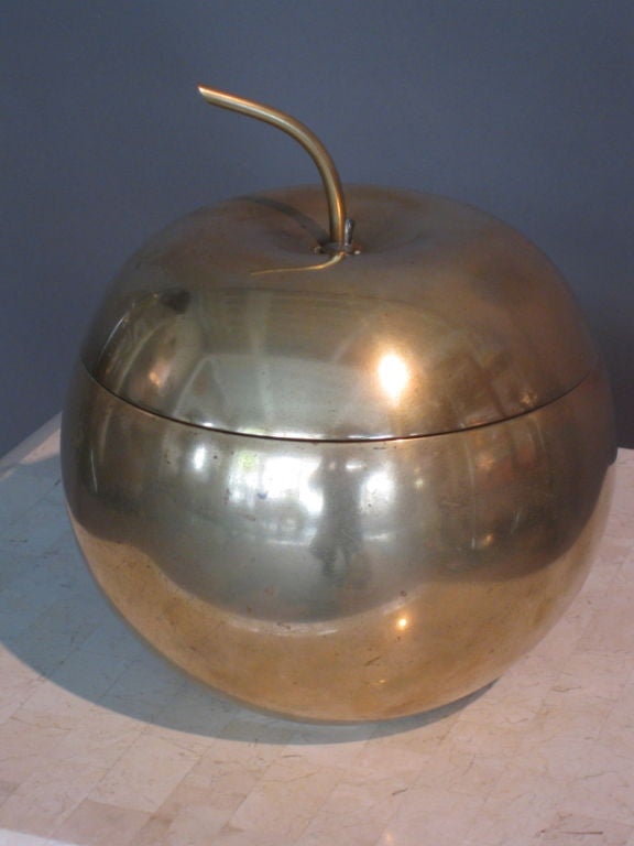 American Apollo Studios Machine Age Brass Apple Ice Bucket c.1920's