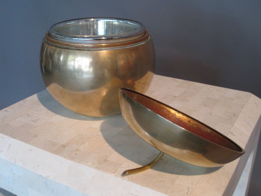 20th Century Apollo Studios Machine Age Brass Apple Ice Bucket c.1920's