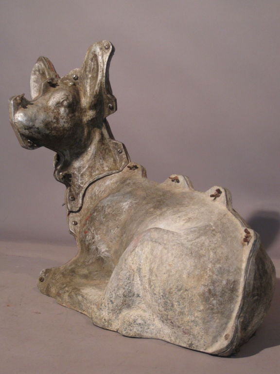 A Brutalist sculpture like cast aluminum mold in three pieces of a reclining fawn or young deer made as a form for a plaster garden/lawn ornament c.1950's. Beautiful patina.

WEEKLY DELIVERIES TO MANHATTAN FOR APPROVAL OR SALES. DELIVERY FEE IS