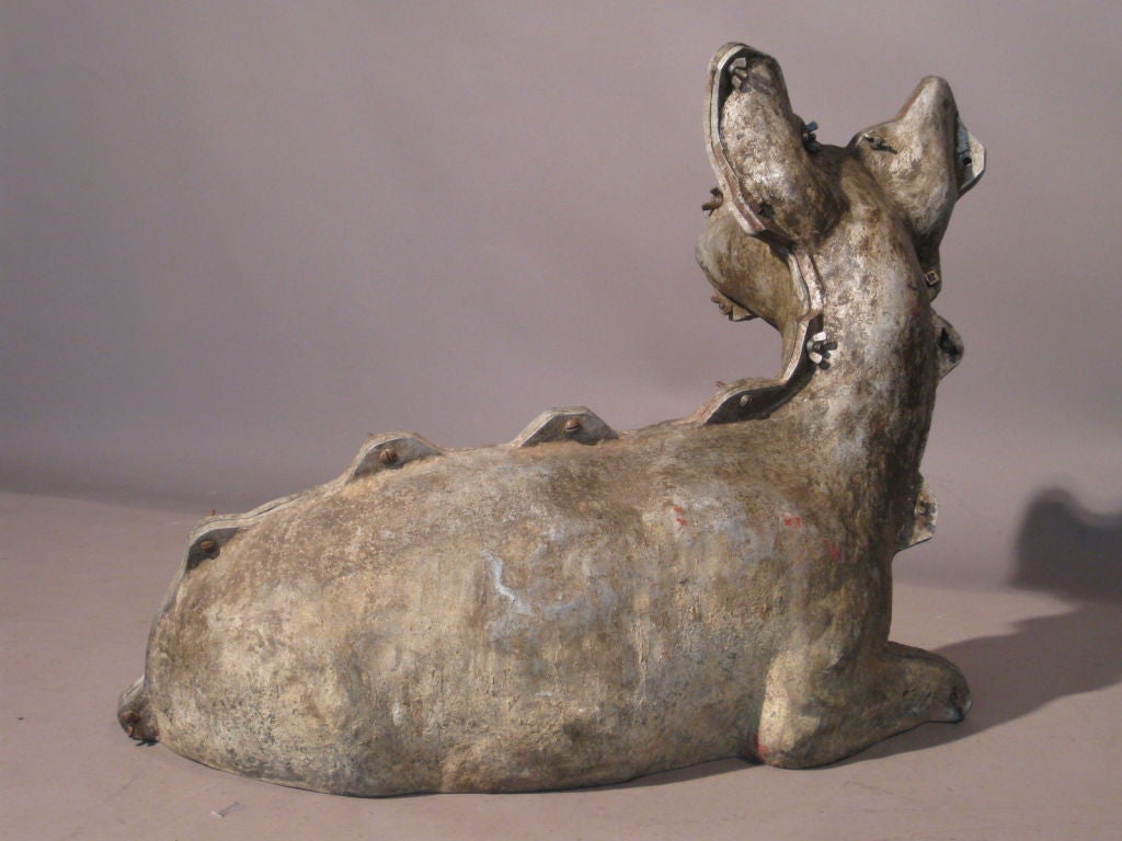 American Life Size Cast Aluminum Mold of a Reclining Deer circa 1950s