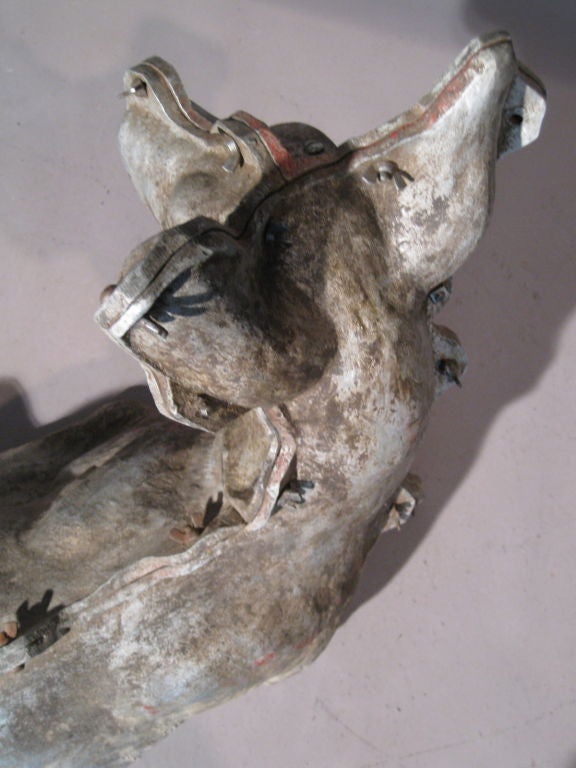Life Size Cast Aluminum Mold of a Reclining Deer circa 1950s In Good Condition In Easton, PA