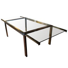 Mastercraft Bronze-hued Metal & Glass Expandable Dining Table