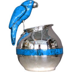 Sterling Silver & Enamel Parrot Pitcher c.1970's