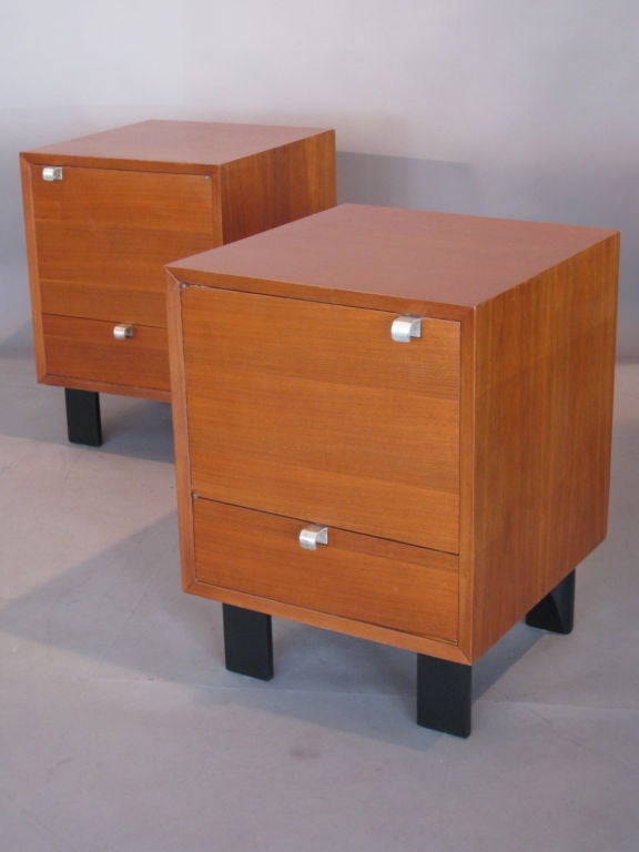 Walnut Pair George Nelson Night Stands for Herman Miller Model no.4617