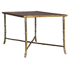 Retro French Maison Bagues Faux Bamboo Brass Coffee Table