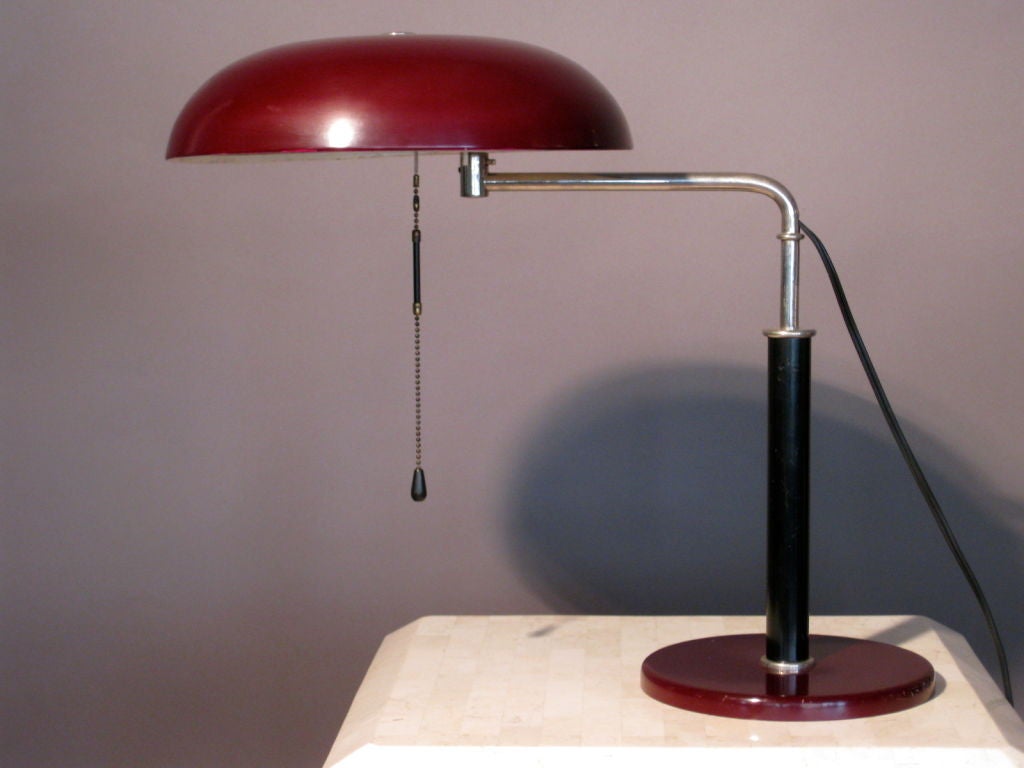 Modernist adjustable desk lamp called the QUICK 1500 DESK LAMP designed in Switzerland in 1935 by Alfred Muller for the Swiss firm Bag Turgi. Re-wired.

WEEKLY DELIVERIES TO MANHATTAN FOR APPROVAL OR SALES. DELIVERY FEE IS $150.