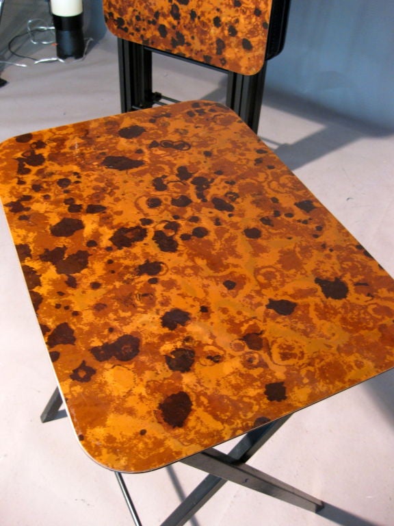 American Set of Four Folding Serving Tables w/ Faux Tortoise Laminate