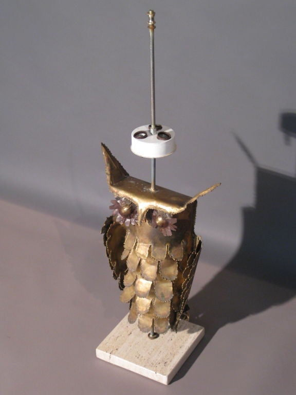 Curtis Jere Style Brass Owl Lamp c.1970's 2