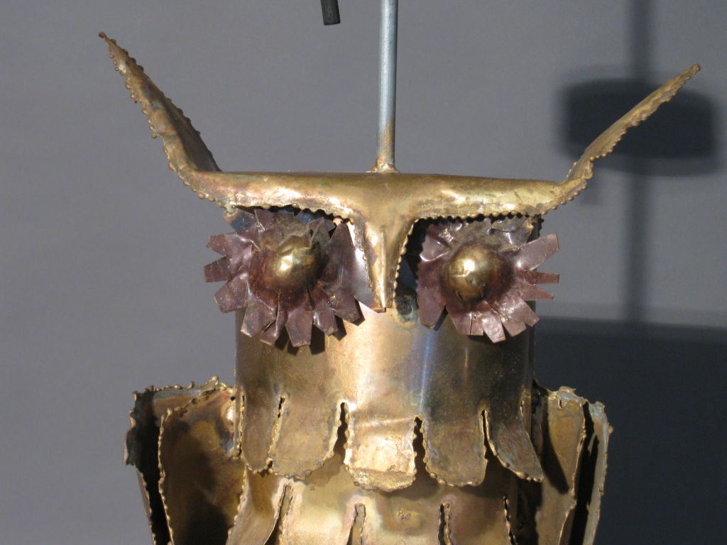 Curtis Jere Style Brass Owl Lamp c.1970's 3