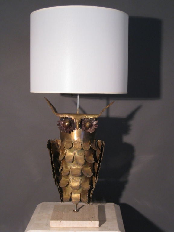 Curtis Jere Style Brass Owl Lamp c.1970's 4