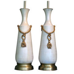 Pair Italian Ceramic Lamps by Marbro c.1950's Signed