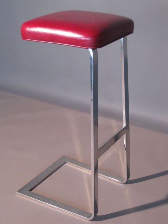 Mid-20th Century Milo Baughman Polished Stainless Steel Bar Stool