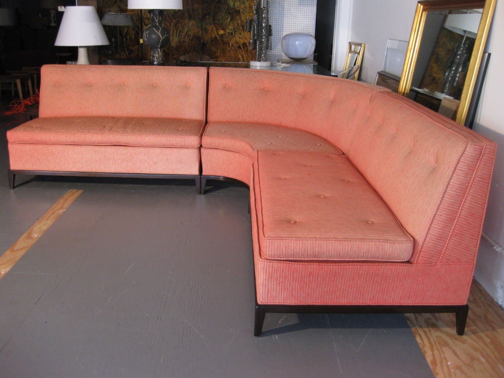 American T.H. Robsjohn-Gibbings Three Piece Curved Sectional Sofa