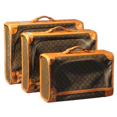Vintage Set of Three Louis Vuitton Suitcases